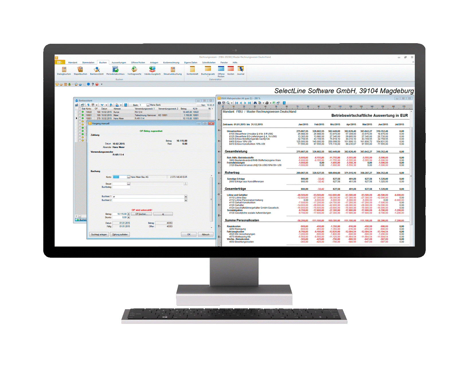 Menüaufbau der Rechnungswesen Software von SelectLine