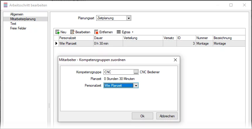 Mitarbeiterplanung_Zuordnung zum Arbeitsabschnitt