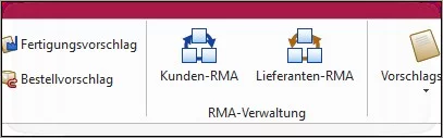 Menüleiste der RMA-Verwaltung