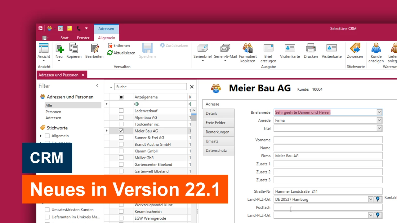 Neu in Version 22.1 CRM