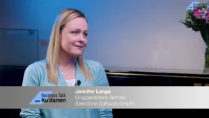 Jennifer Lange, Gruppenleiterin Vertrieb bei der SelectLine GmbH, im Gespräch mit Beatrice Frensel, Moderatorin Business Talk am Ku`damm