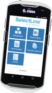 Handheld-Computer mit geöffneter SelectLine MDE Startseite